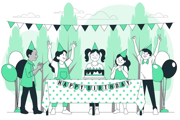 Бесплатное векторное изображение Концепция иллюстрации на вечеринке дня рождения на открытом воздухе