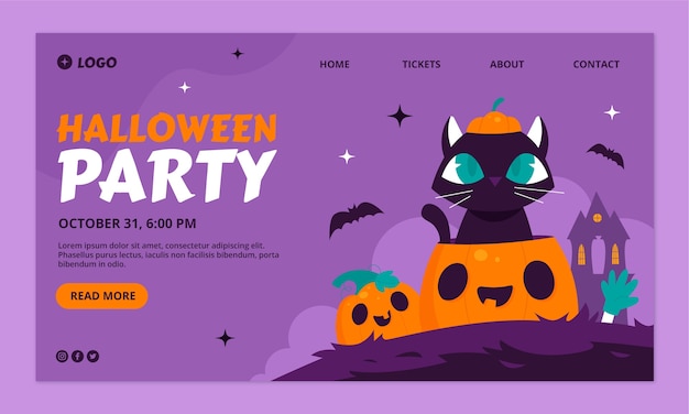 Бесплатное векторное изображение Шаблон целевой страницы для празднования хэллоуина