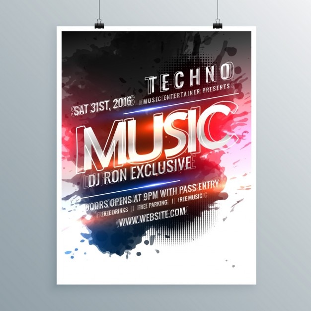 Free vector modern poster template of techno music
