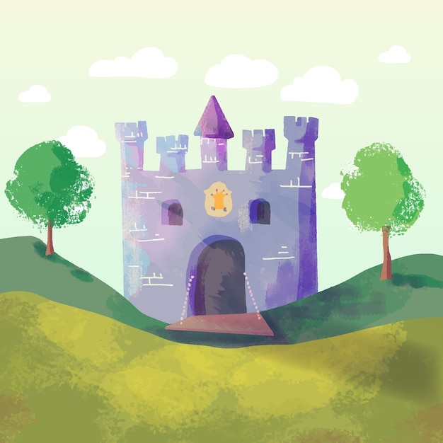 Free vector magic fairytale castle illustration