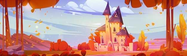 Free vector magic princess medieval castle vector background