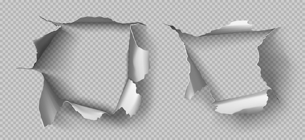 Free vector metal rip holes with curly edges ragged cracks