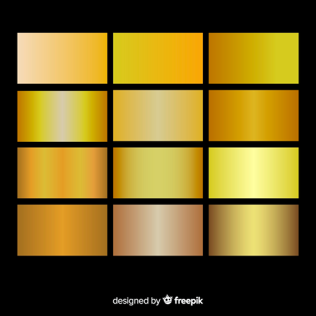 Бесплатное векторное изображение Набор металлических градиентов текстуры золота