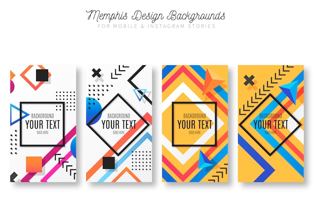 Memphis Design Backgrounds for Mobile & Instagram Stories