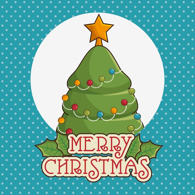 Free vector merry christmas greeting card with tree