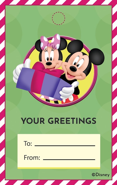 Mickey and Minnie Mouse Christmas Gift Tag