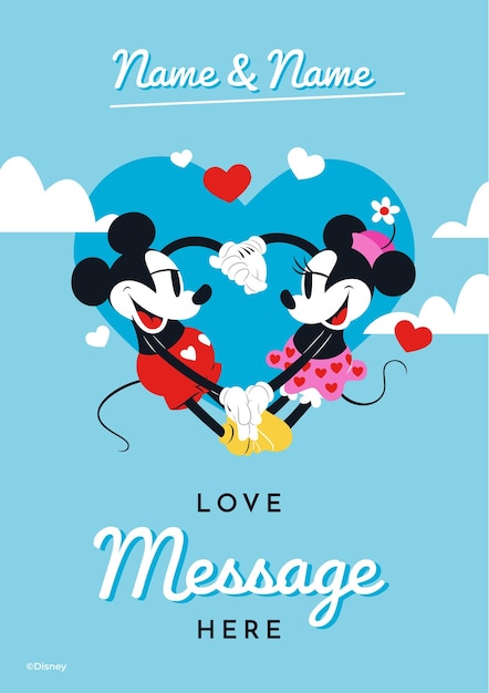 Mickey and Minnie Mouse Happy Valentines Card