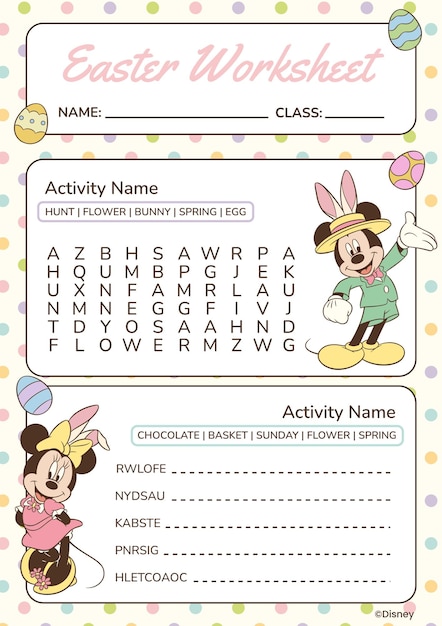Mickey Mouse Friends Easter Vocabulary Worksheet