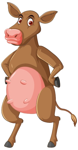 Бесплатное векторное изображение Молочная корова стоит на двух ногах мультипликационный персонаж