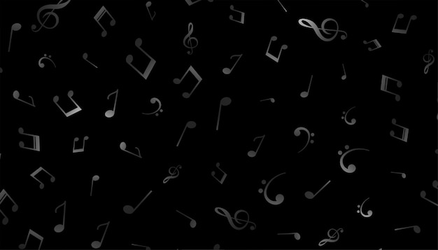 Musical notes pattern on black background