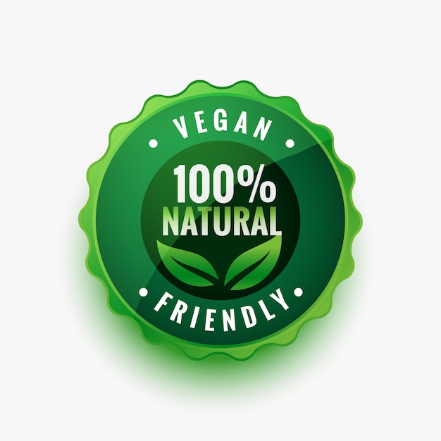 Бесплатное векторное изображение Натуральные веганские дружественные зеленые листья этикетки или наклейки