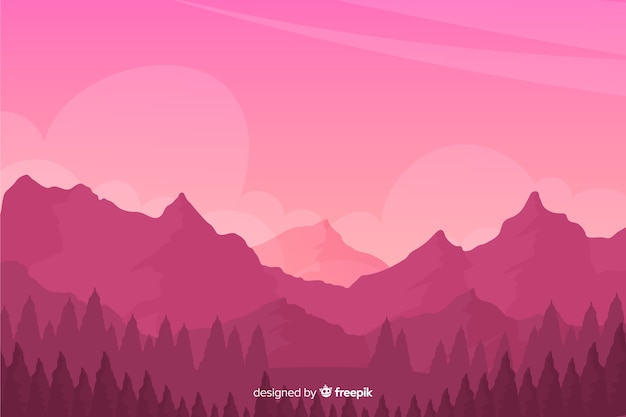 Free vector natural background with mountains landscape