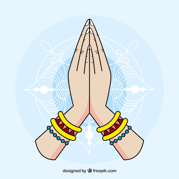 Free vector namaste gesture with fun style