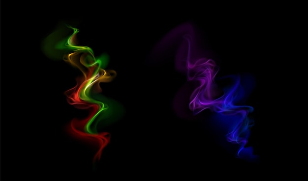Бесплатное векторное изображение Неоновый огненный дым, волшебные завитки, эффект палочки, заклинание
