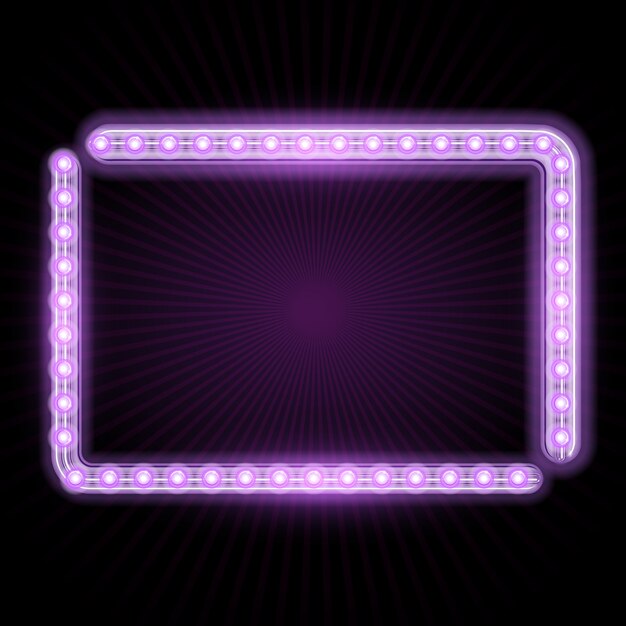 Neon frame with glowing lights and starburst