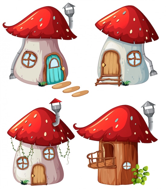 Free vector set of mushroom house