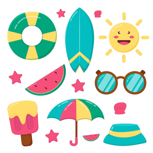 Set of object element for travel on summer vacation