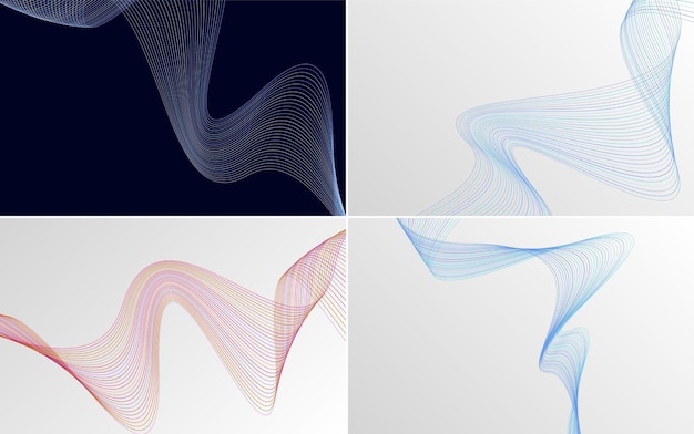 Бесплатное векторное изображение Набор из 4 геометрических волновых узоров фона абстрактная векторная иллюстрация волнистых линий