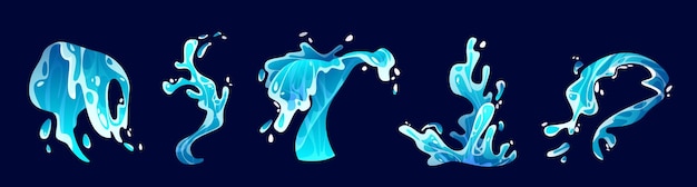 Бесплатное векторное изображение Набор брызг водных волн