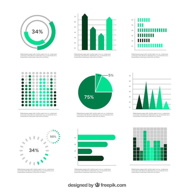 Free vector set of green graphics in flat design