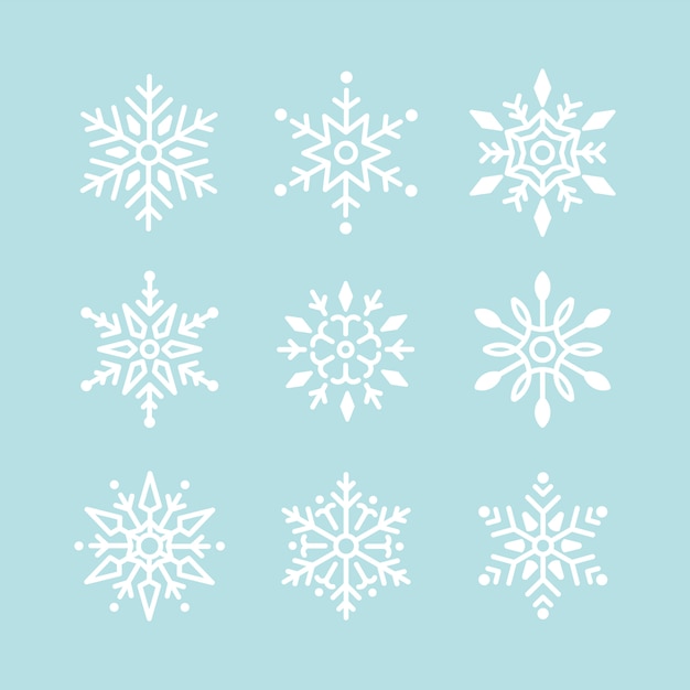 Набор снежинок Рождественский дизайн вектор
