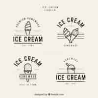 Free vector several ice cream labels in vintage style