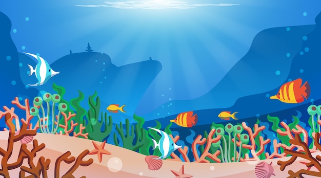 Free vector under the sea - background for video conferencing