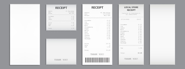 Магазинные чеки, бумажные кассовые чеки со штрих-кодом.