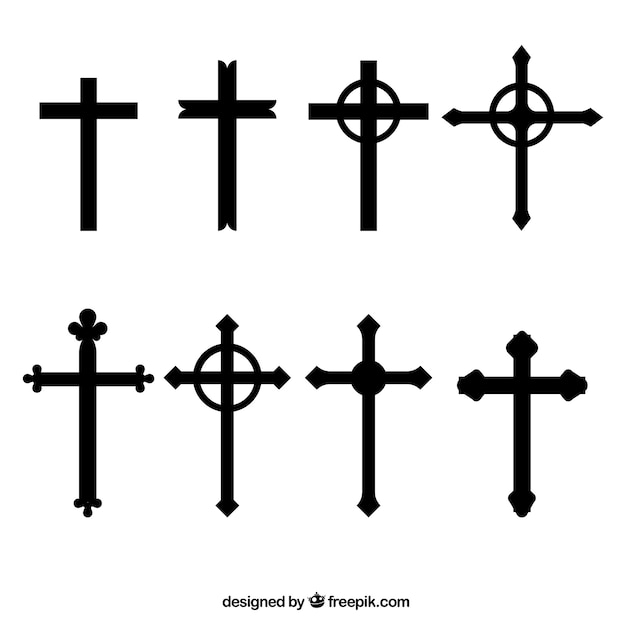 Силуэт христианской крест коллекции