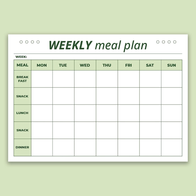 Free vector simple weekly diet meal planner
