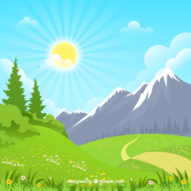 Бесплатное векторное изображение Весенний пейзаж