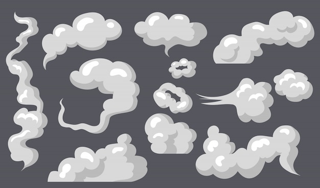 Бесплатное векторное изображение Набор паровых облаков