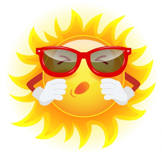 Бесплатное векторное изображение Летнее солнце в очках чихает. аллергия, климат, болезни, простуда.