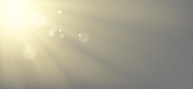 Free vector sun light effect with yellow rays and lens glare