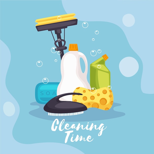 Free vector surface cleaning equipment illustrated