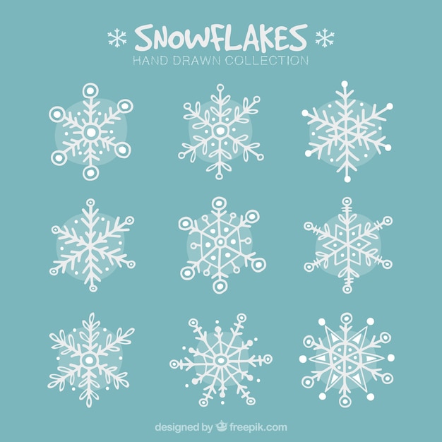 Pack of hand-drawn snowflakes