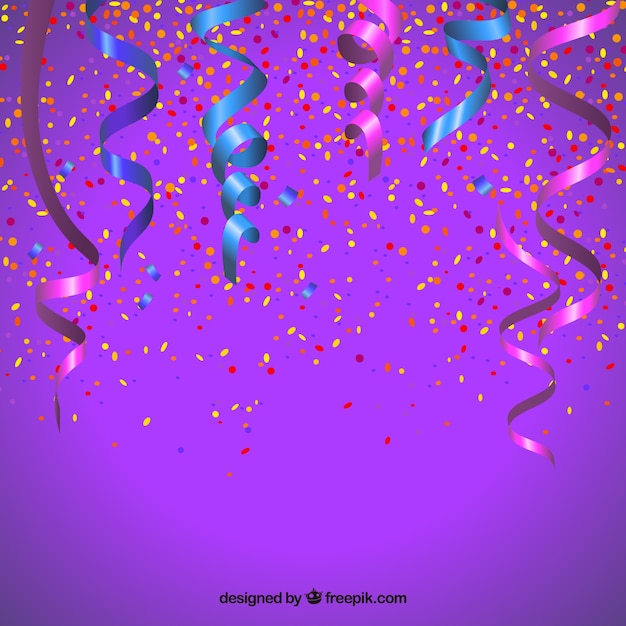 Бесплатное векторное изображение Партия конфетти на фиолетовом фоне