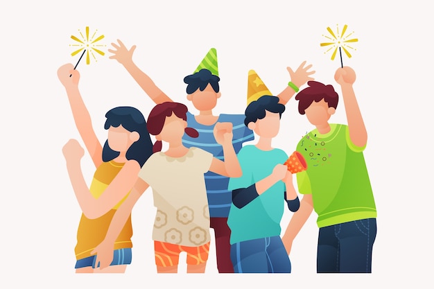 Бесплатное векторное изображение Люди празднуют вместе