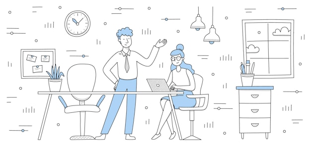 Free vector people work in office together