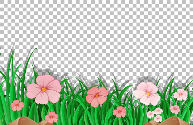 Бесплатное векторное изображение Розовый шаблон цветочного поля на прозрачном фоне