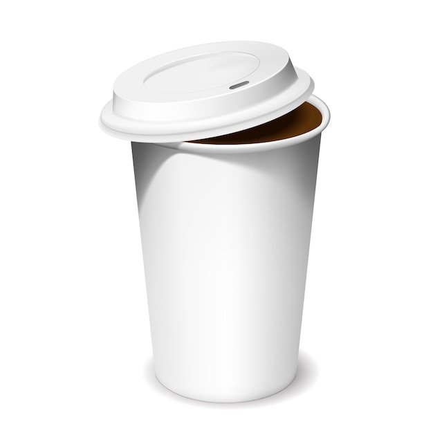 影の開いた蓋とコーヒーのプラスチックカップ