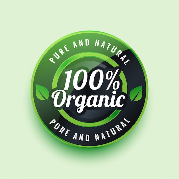 Бесплатное векторное изображение Чистая и натуральная органическая этикетка или значок