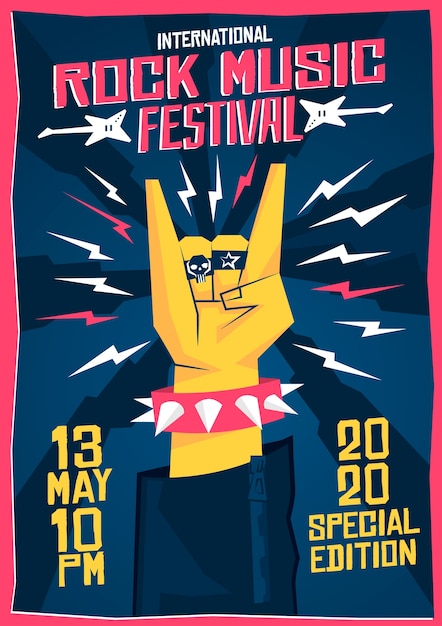 Free vector rock music festival poster