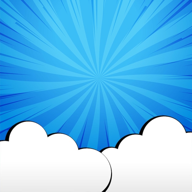Free vector retro art cartoon cloud bubble background with radial rays