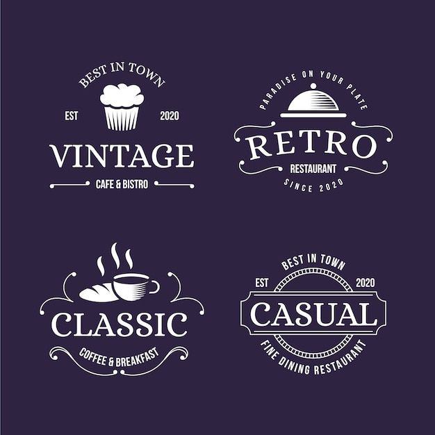 Бесплатное векторное изображение Ретро дизайн для коллекции логотипов
