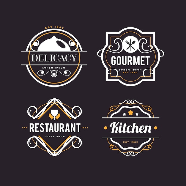 Бесплатное векторное изображение Ретро стиль для логотипа ресторана