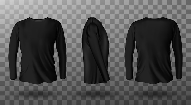 Free vector realistic mockup of black long sleeve t-shirt