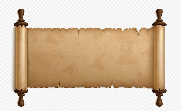 Free vector realistic open parchment scroll on transparent