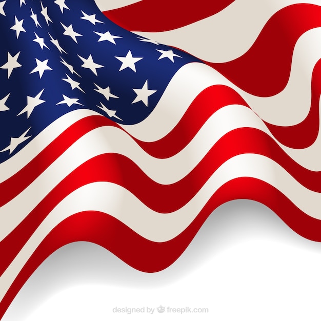 Realistic background of wavy american flag