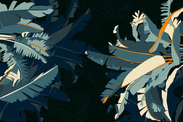 Бесплатное векторное изображение Реалистичные темные тропические листья фон